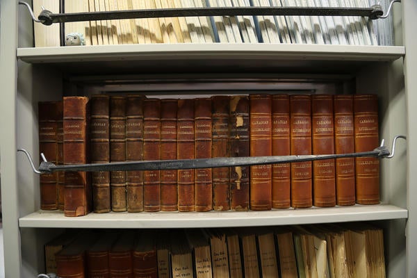 A collection of books inside the Entomology Museum. Photographed on March 12, 2019.