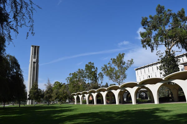 UCR Belltower and Rivera Library arches