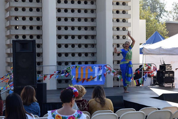 UCR student dancing traditional dance from India