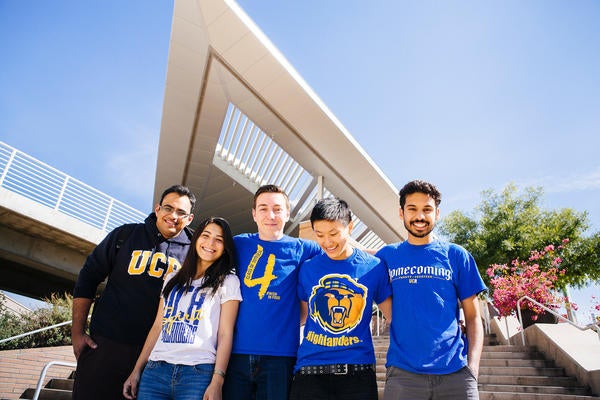 Group of UCR students outside the HUB