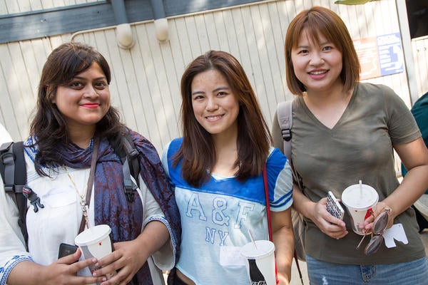 Three female UCR students posing for camera