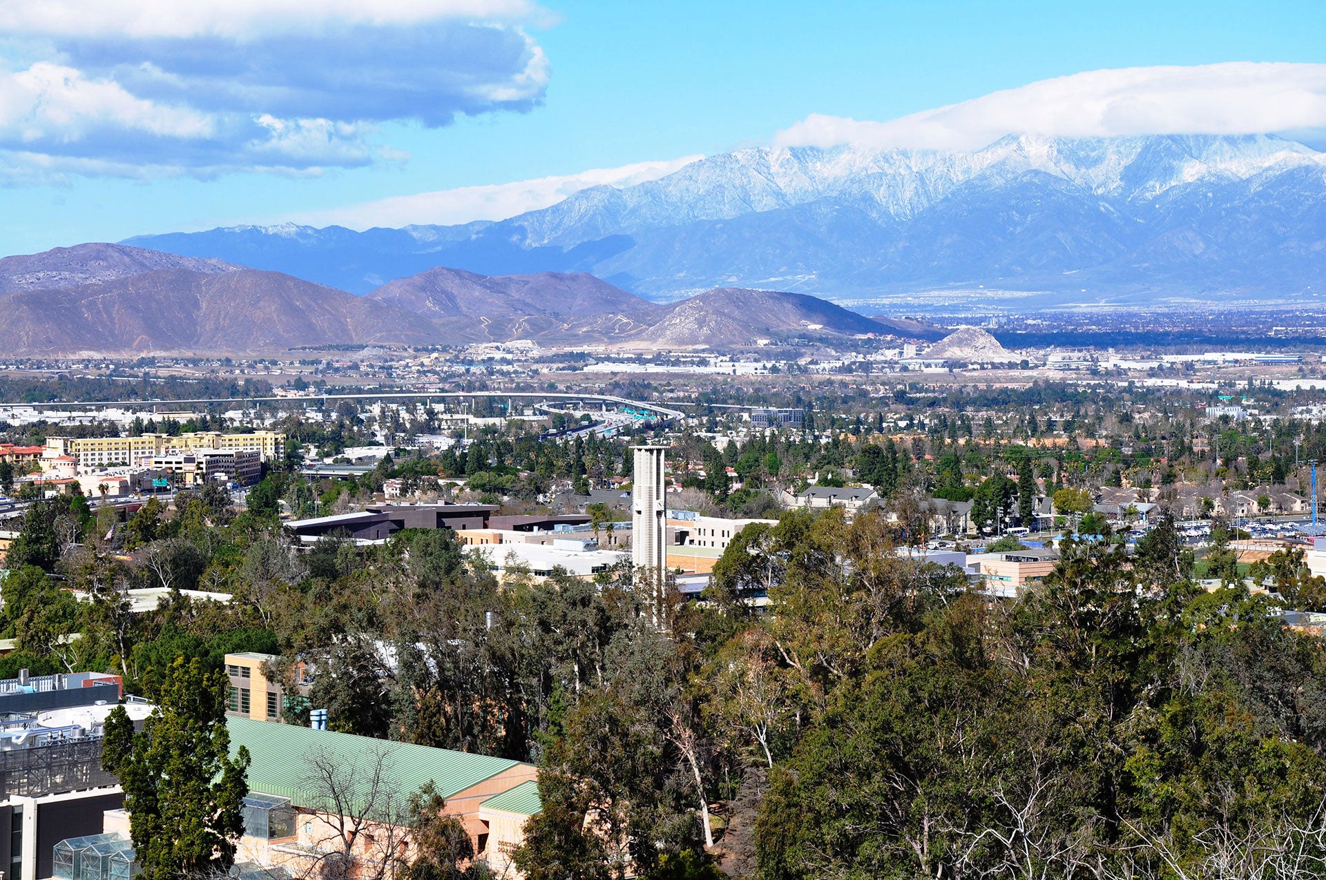 Scenic view of UCR campus and Box Springs mountains