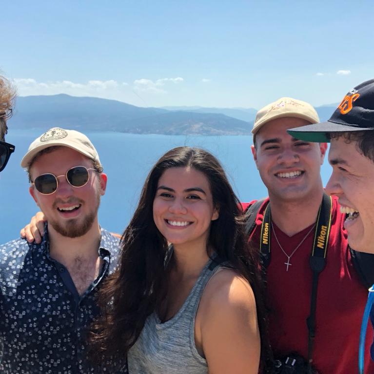 Small group of UCR students in Greece