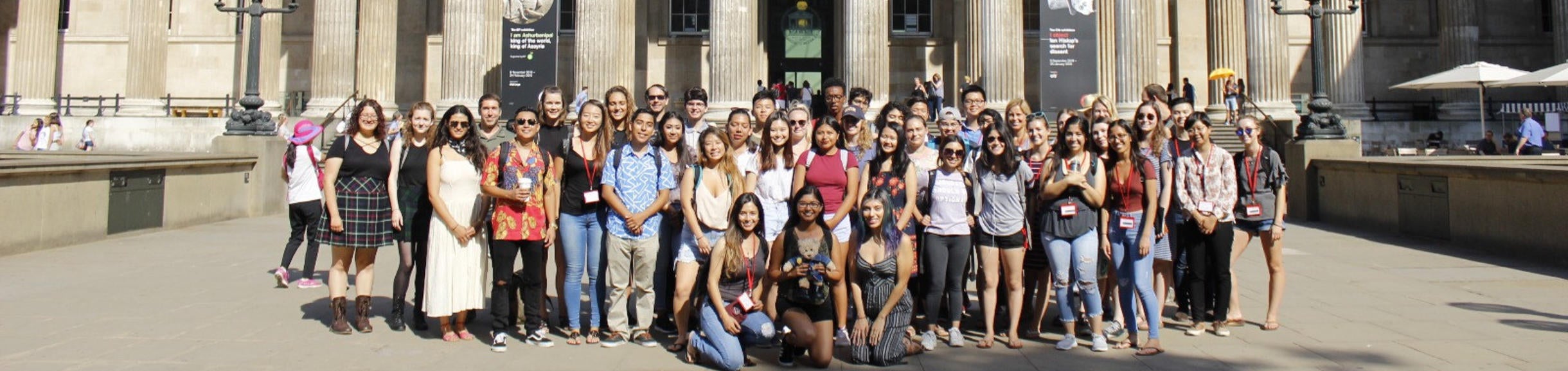 Large group of UCR students at British Museum